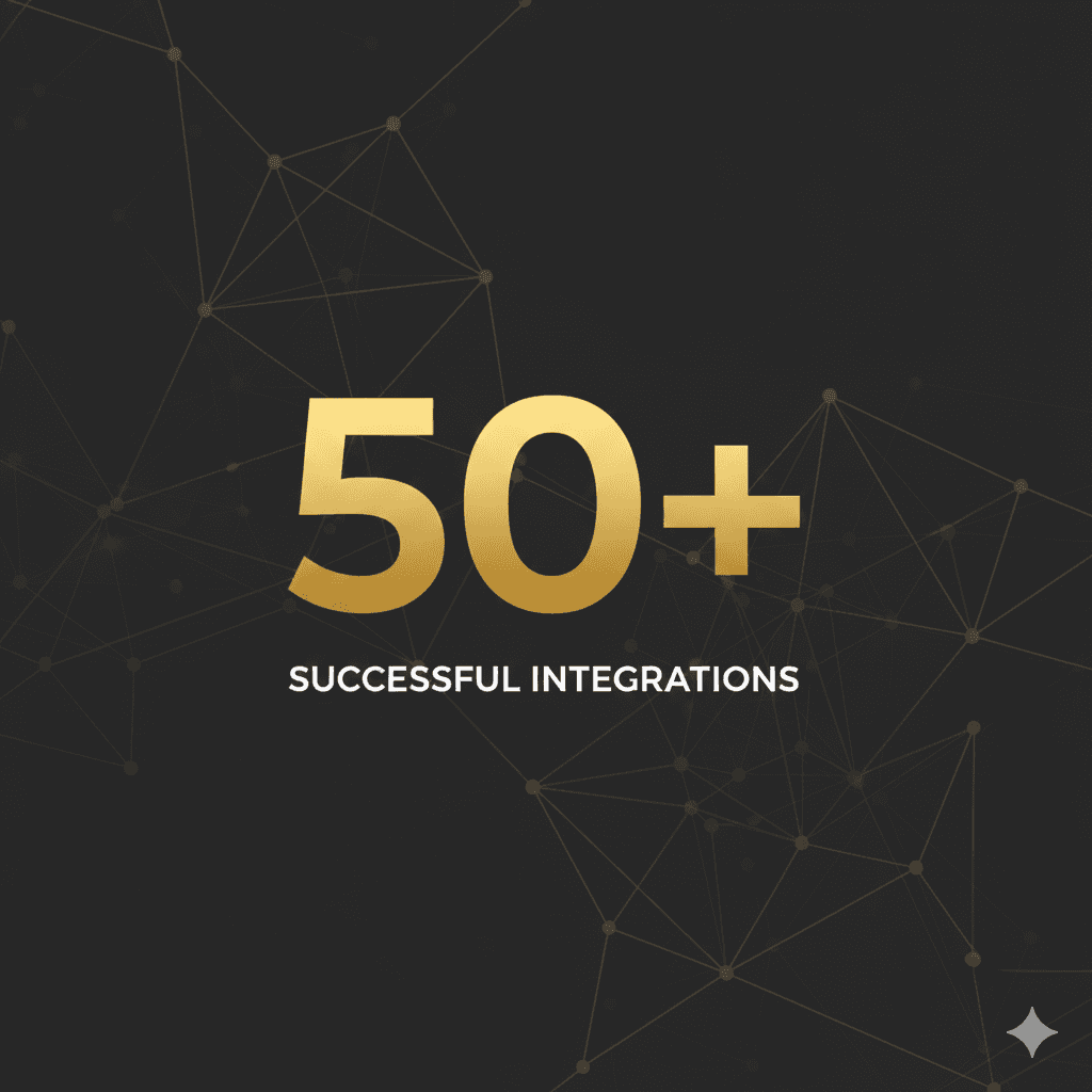 Большая цифра 50+ золотым цветом на тёмном фоне